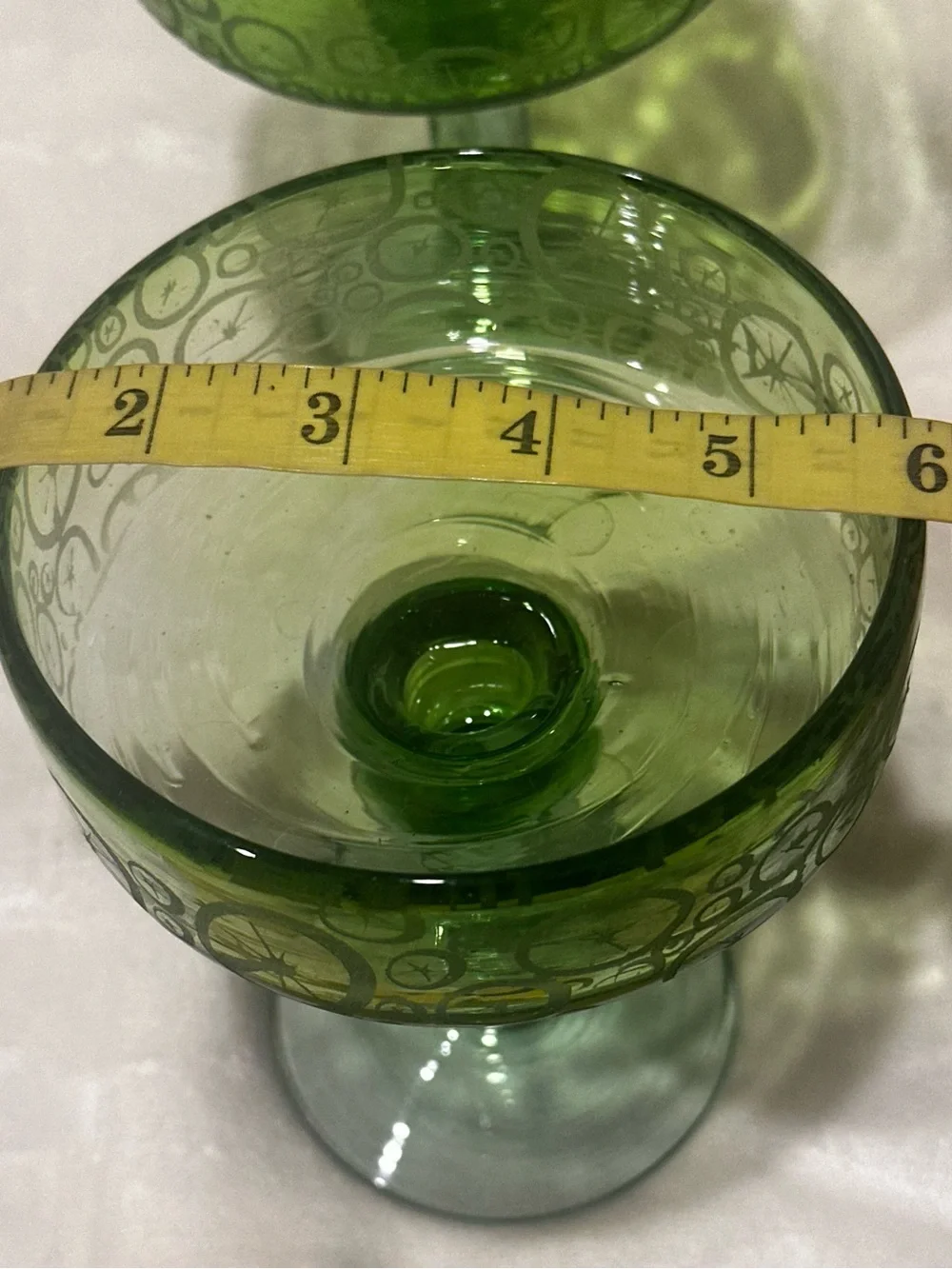 Authentic Mexican Hand Blown Green Margarita Glasses Set of 2 Limes Barware